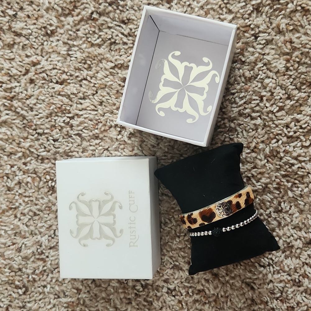 Rustic Cuff Leopard Print Bracelet Set